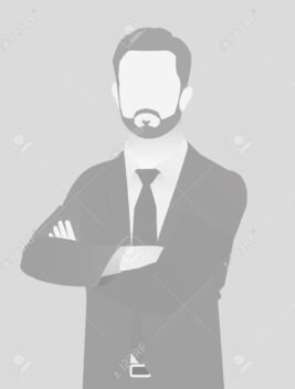 Default placeholder businessman half-length portrait photo avatar. Man gray color